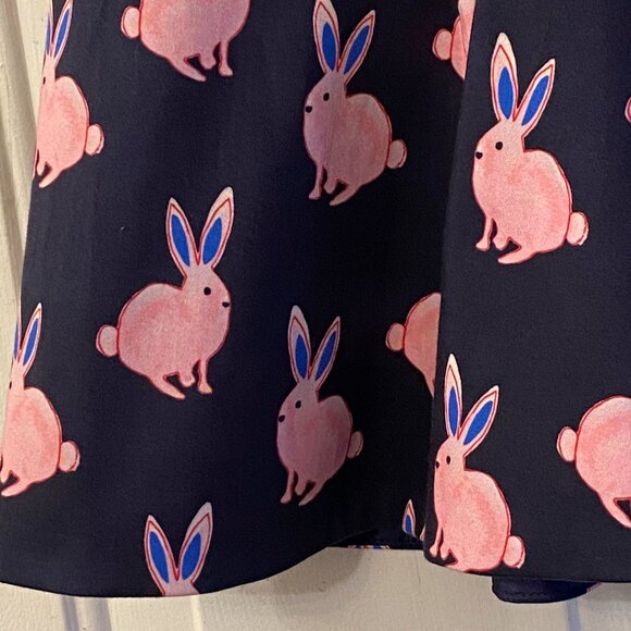 Draper James Sz 6 Skirt Navy Blue Pink Bunnies Mini Lined - Picture 2 of 9
